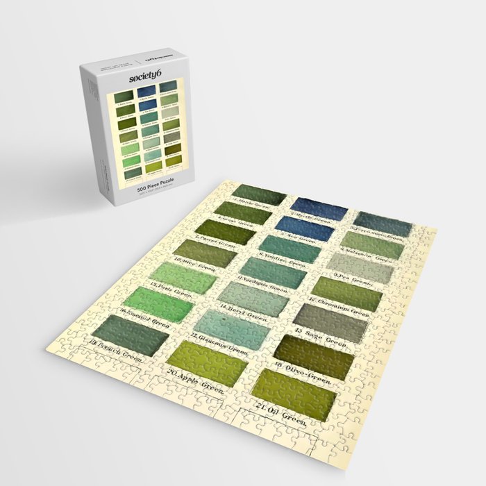 Vintage Color Chart- Green Hues Jigsaw Puzzle Gallery Image 2