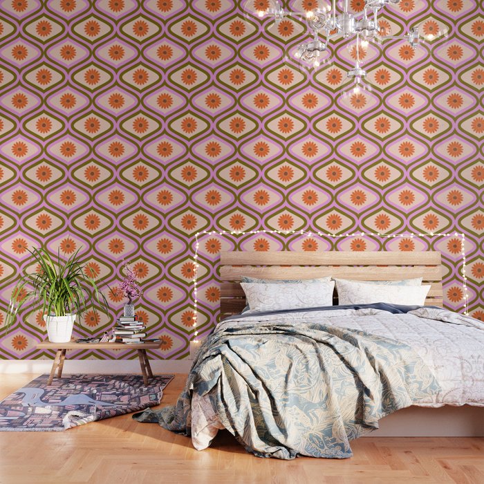70s Disco Daisy Flower Pattern Wallpaper Gallery Image 1