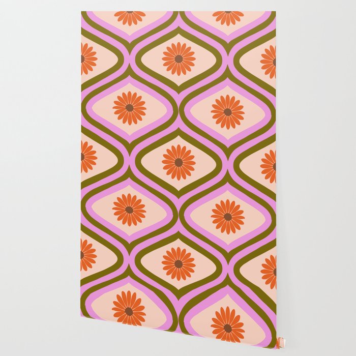 70s Disco Daisy Flower Pattern Wallpaper Gallery Image 2