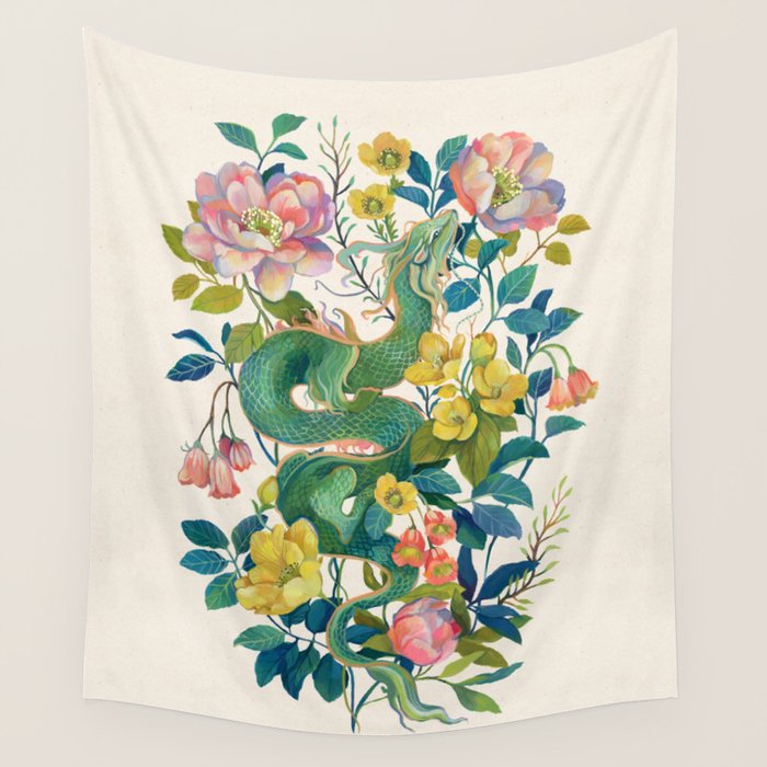 Floral Dragon Wall Tapestry Gallery Image 4