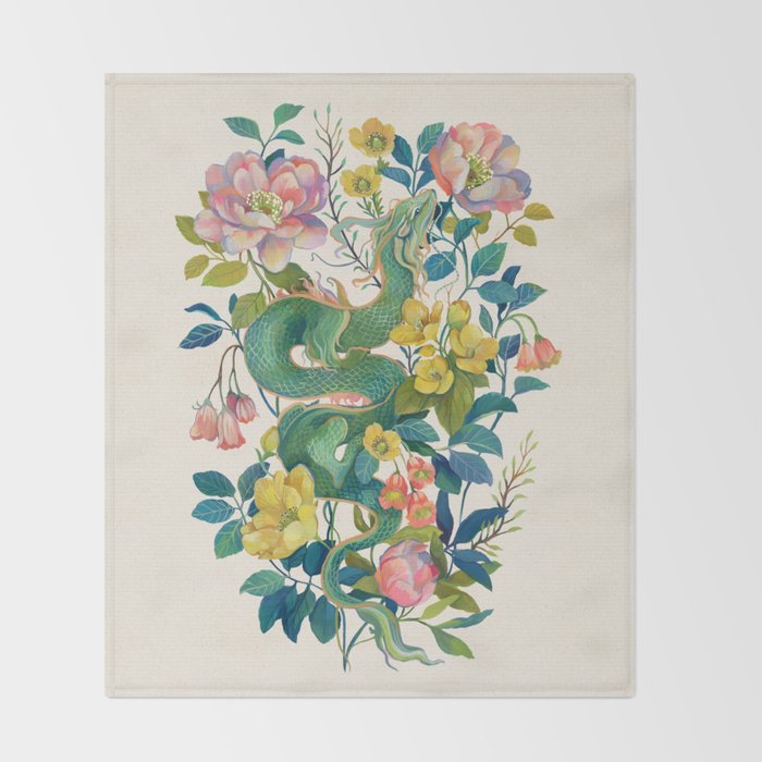 Floral Dragon Throw Blanket Gallery Image 2