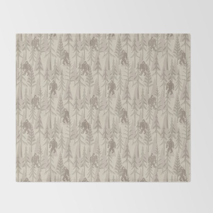 Subtle Sasquatch - Neutral Throw Blanket Gallery Image 2