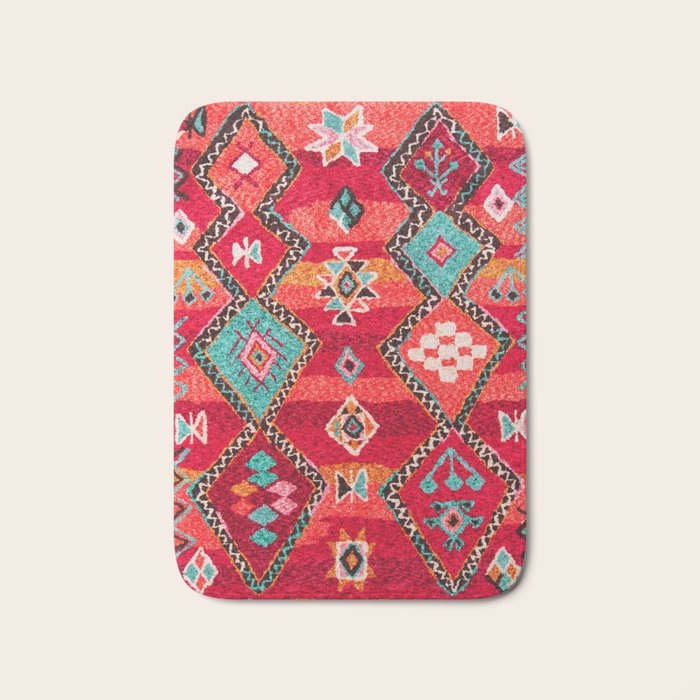 Epic Red Oriental Anthropologie Berber Atlas Moroccan Style Bath Mat Gallery Image 1