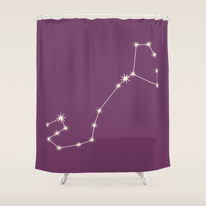 Scorpio Zodiac Star Constellation Line Art Mauve Purple Shower Curtain Gallery Image 1