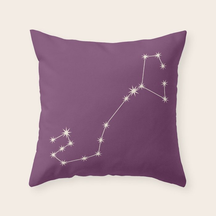 Scorpio Zodiac Star Constellation Line Art Mauve Purple Throw Pillow Gallery Image 6