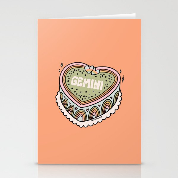 Gemini Heart Cake Stationery Card Gallery Image 2
