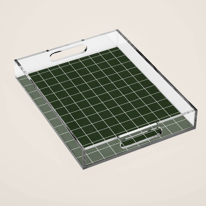 Small Grid Pattern - Deep Green Acrylic Tray Gallery Image 1