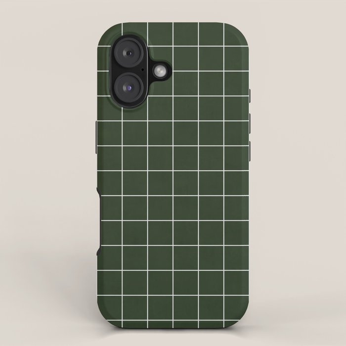 Small Grid Pattern - Deep Green iPhone Case Gallery Image 1