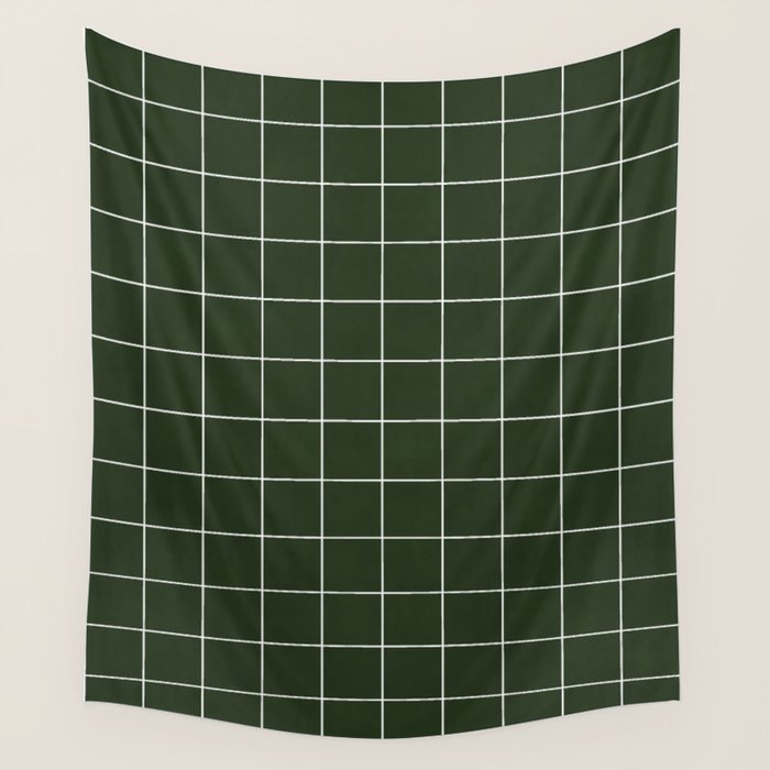 Small Grid Pattern - Deep Green Wall Tapestry Gallery Image 4