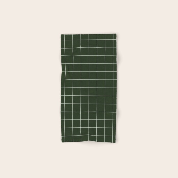 Small Grid Pattern - Deep Green Bath Towel Gallery Image 1