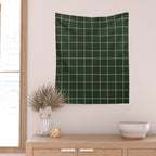 Small Grid Pattern - Deep Green Wall Tapestry Gallery Image 2