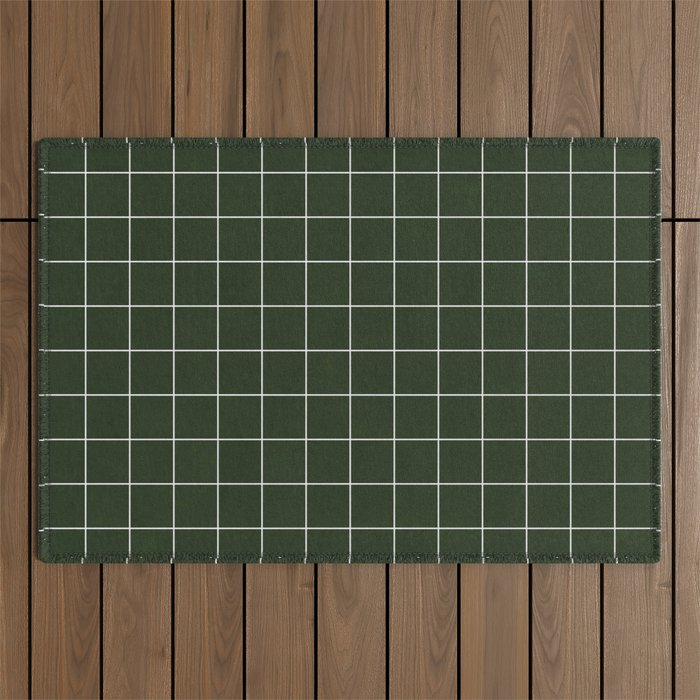Small Grid Pattern - Deep Green Outdoor Rug Gallery Image 1
