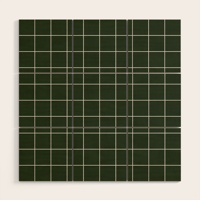 Small Grid Pattern - Deep Green Wood Wall Art Gallery Image 1