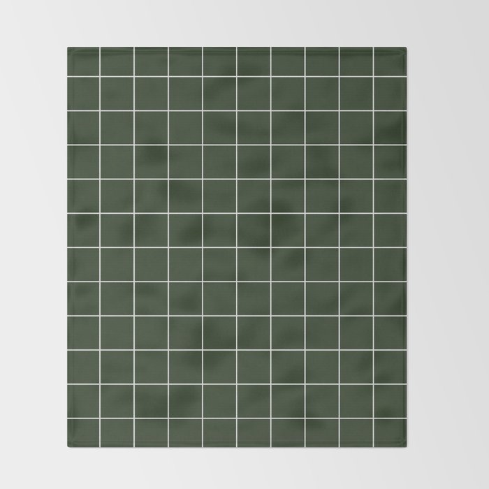 Small Grid Pattern - Deep Green Throw Blanket Gallery Image 2