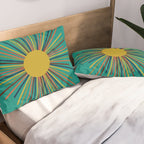 Mid Mod Sun II on Turquoise Teal Pillow Sham Gallery Image 2