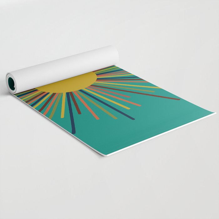 Mid Mod Sun II on Turquoise Teal Yoga Mat Gallery Image 2