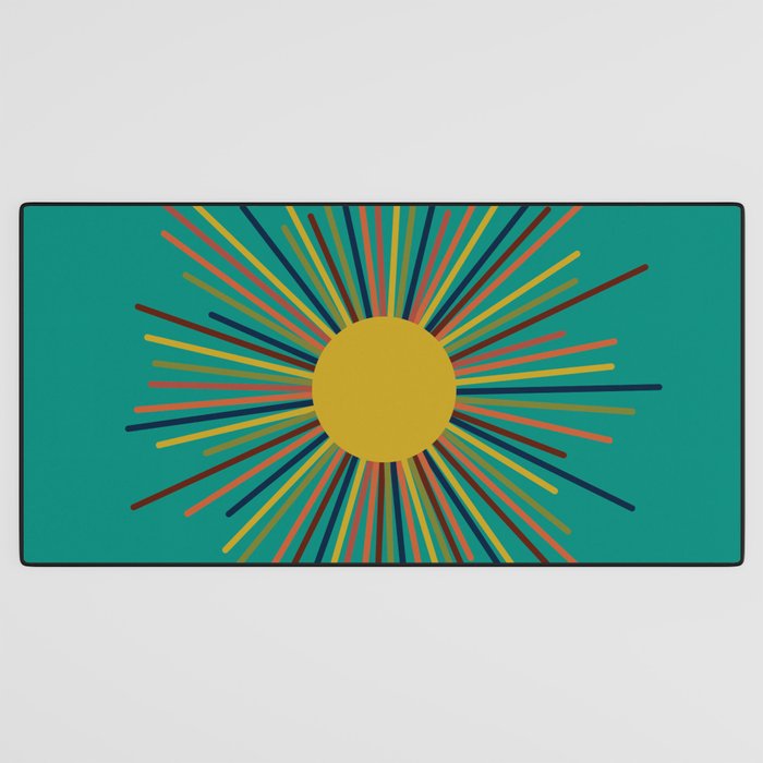 Mid Mod Sun II on Turquoise Teal Desk Mat Gallery Image 3