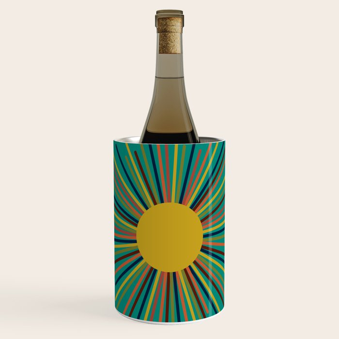 Mid Mod Sun II on Turquoise Teal Wine Chiller Gallery Image 1
