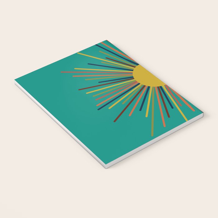 Mid Mod Sun II on Turquoise Teal Notebook Gallery Image 3