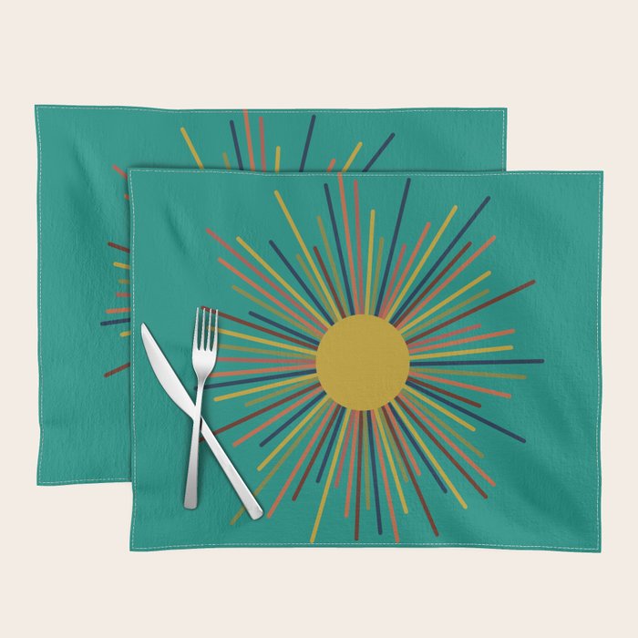 Mid Mod Sun II on Turquoise Teal Placemat Gallery Image 1