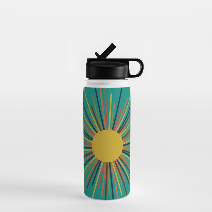 Mid Mod Sun II on Turquoise Teal Water Bottle Gallery Image 1