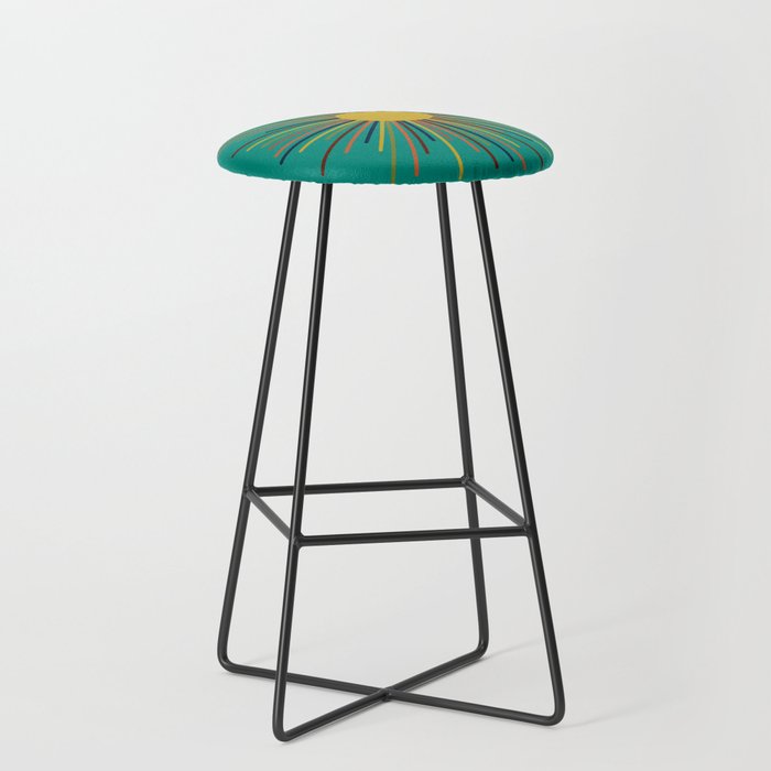 Mid Mod Sun II on Turquoise Teal Stool Gallery Image 1