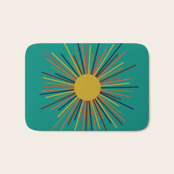 Mid Mod Sun II on Turquoise Teal Bath Mat Gallery Image 1