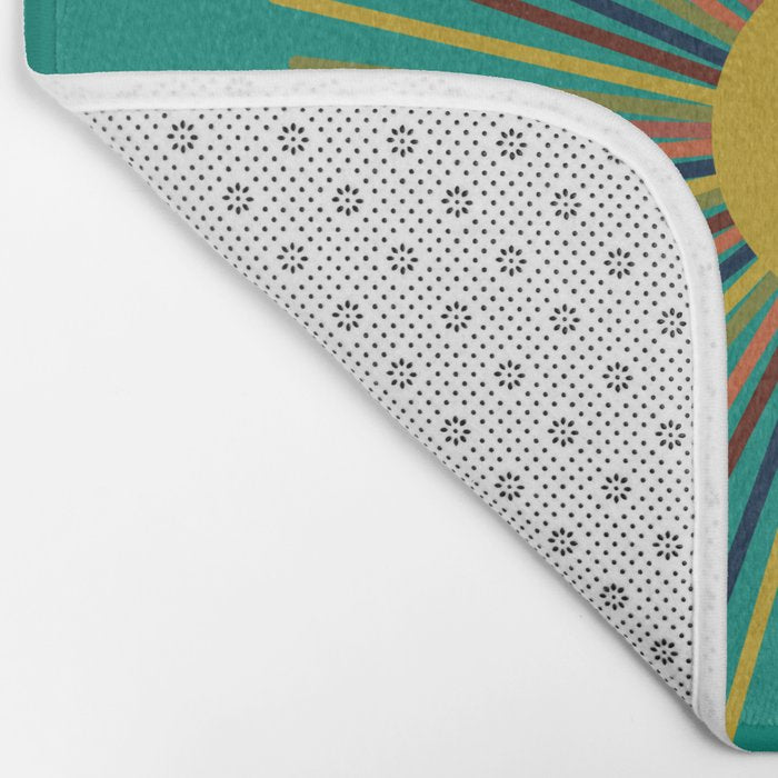 Mid Mod Sun II on Turquoise Teal Bath Mat Gallery Image 2