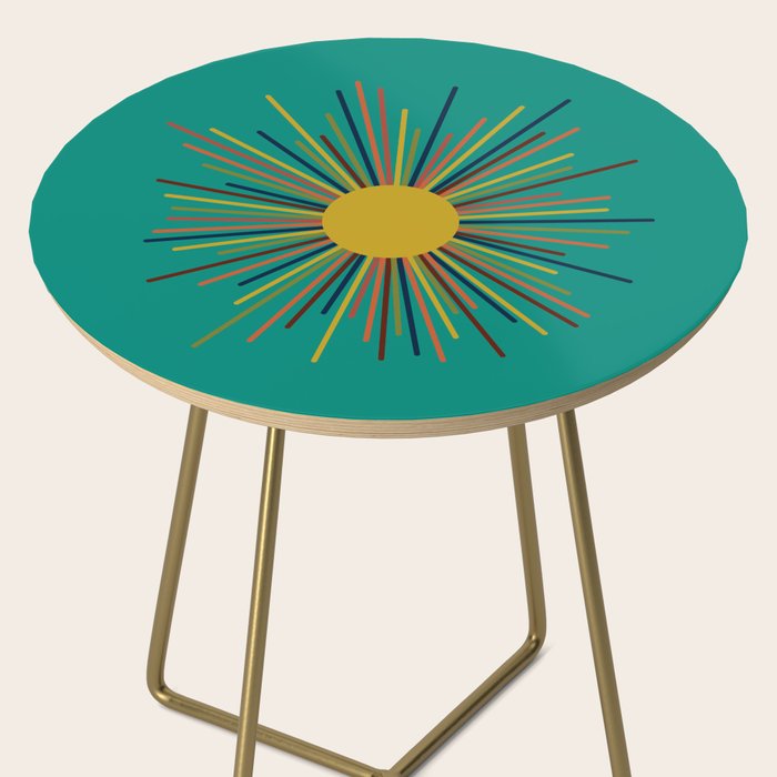 Mid Mod Sun II on Turquoise Teal Side Table Gallery Image 2