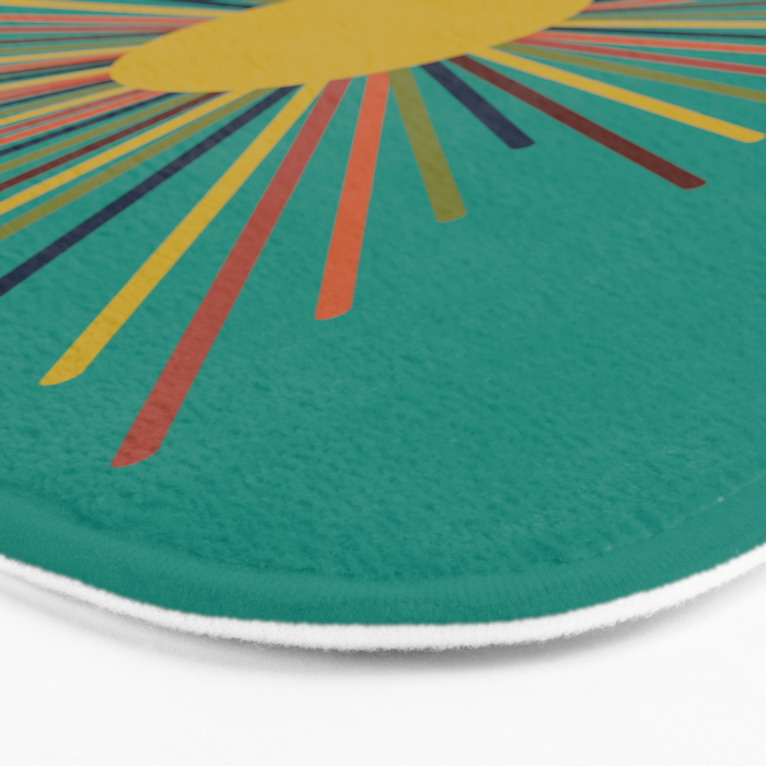 Mid Mod Sun II on Turquoise Teal Bath Mat Gallery Image 3