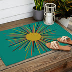Mid Mod Sun II on Turquoise Teal Outdoor Rug Gallery Image 2