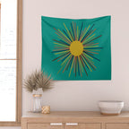 Mid Mod Sun II on Turquoise Teal Wall Tapestry Gallery Image 2