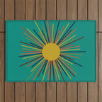 Mid Mod Sun II on Turquoise Teal Outdoor Rug Gallery Image 1