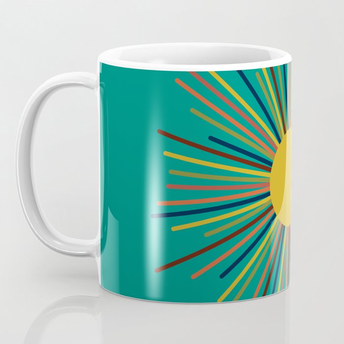 Mid Mod Sun II on Turquoise Teal Coffee Mug Gallery Image 3