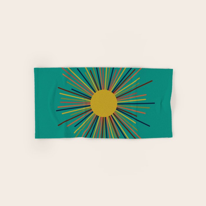Mid Mod Sun II on Turquoise Teal Bath Towel Gallery Image 1