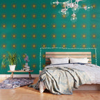 Mid Mod Sun II on Turquoise Teal Wallpaper Gallery Image 3