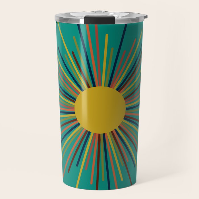 Mid Mod Sun II on Turquoise Teal Travel Mug Gallery Image 1