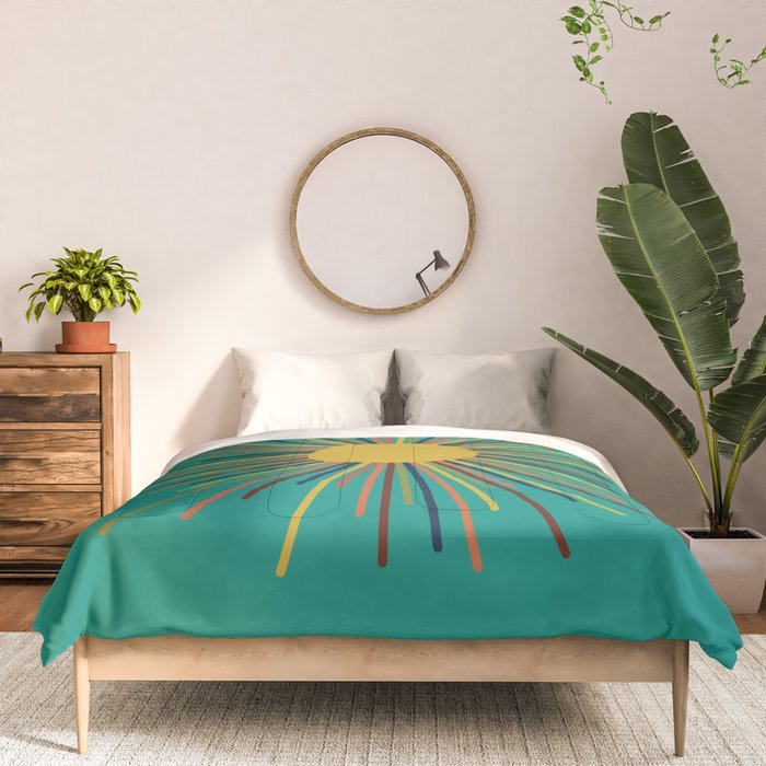 Mid Mod Sun II on Turquoise Teal Comforter Gallery Image 3