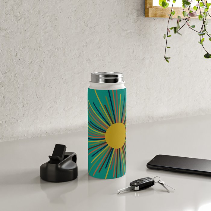 Mid Mod Sun II on Turquoise Teal Water Bottle Gallery Image 4