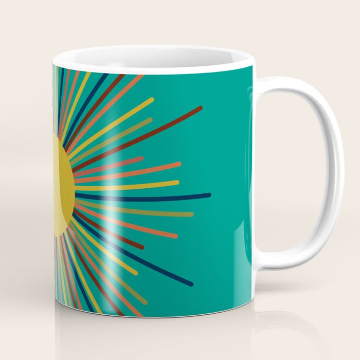Mid Mod Sun II on Turquoise Teal Coffee Mug Gallery Image 1