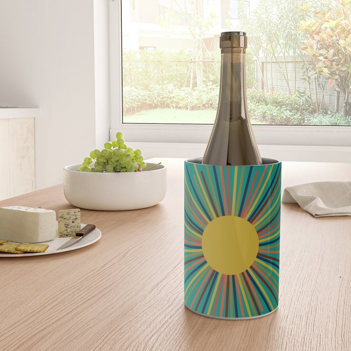 Mid Mod Sun II on Turquoise Teal Wine Chiller Gallery Image 4