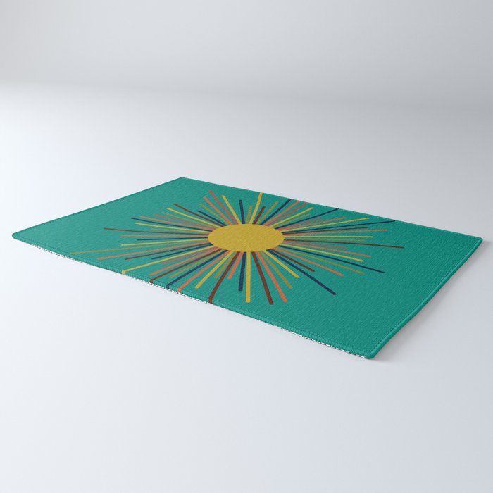 Mid Mod Sun II on Turquoise Teal Rug Gallery Image 3