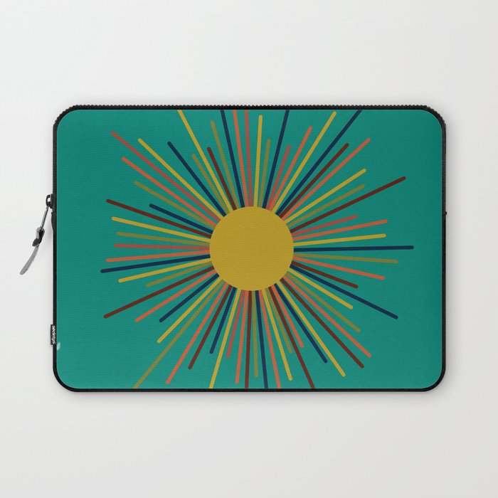 Mid Mod Sun II on Turquoise Teal Laptop Sleeve Gallery Image 1
