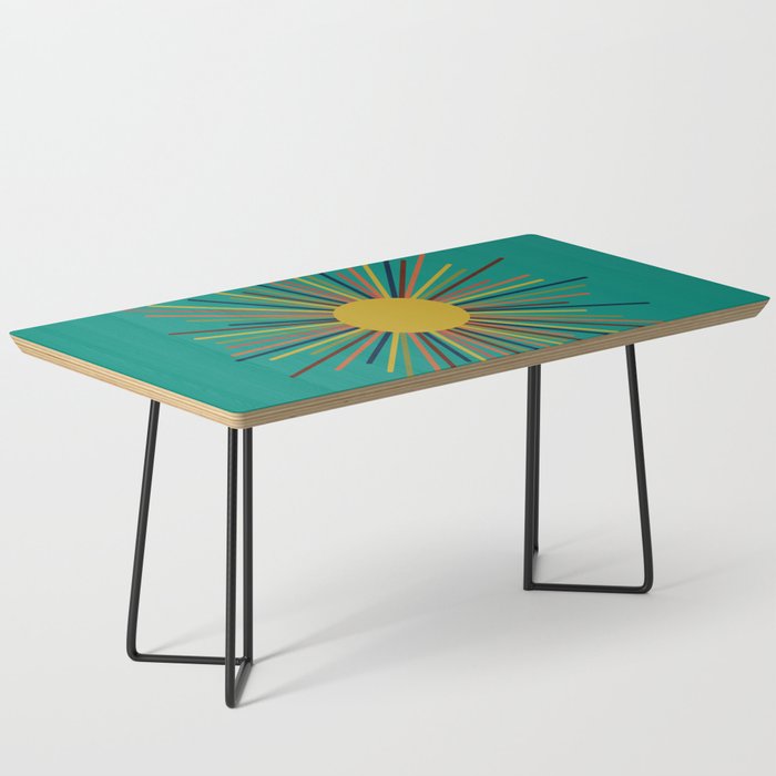Mid Mod Sun II on Turquoise Teal Coffee Table Gallery Image 1