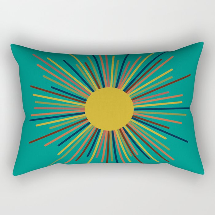 Mid Mod Sun II on Turquoise Teal Rectangular Pillow Gallery Image 1
