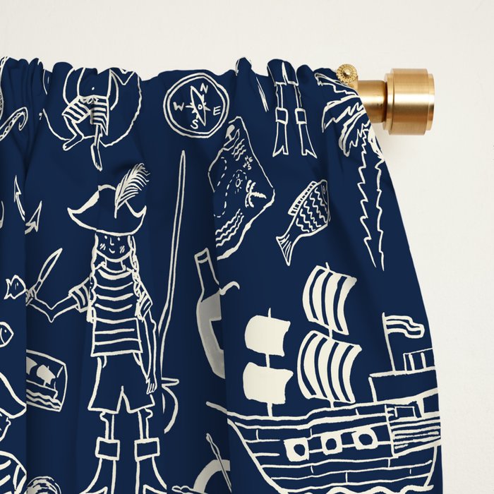 Pirate Play - Blue Window Curtain Gallery Image 2