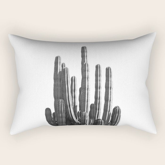 Black and White Cactus Rectangular Pillow Gallery Image 1