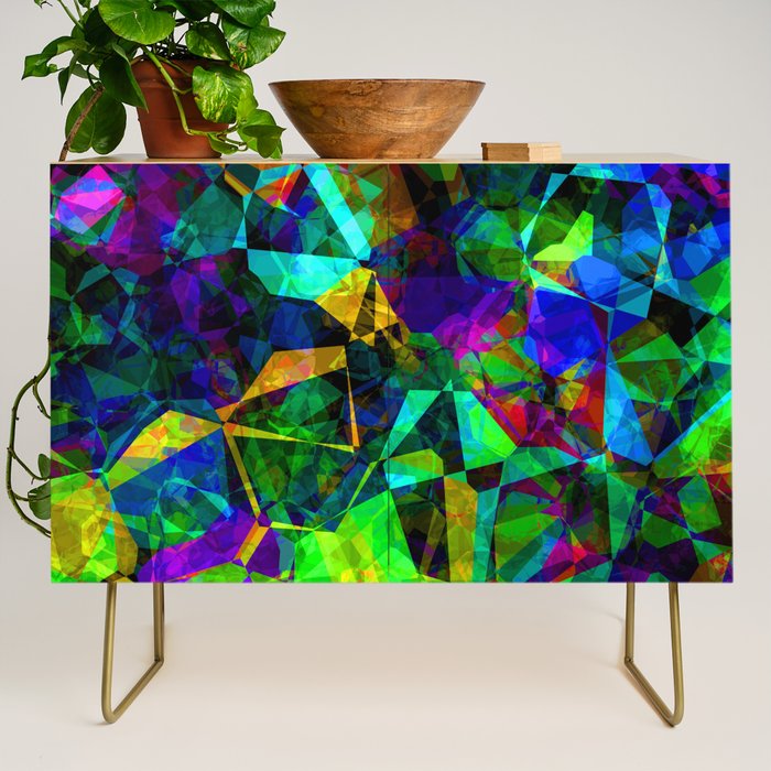 Neon prismatic techno shapes Credenza Gallery Image 1