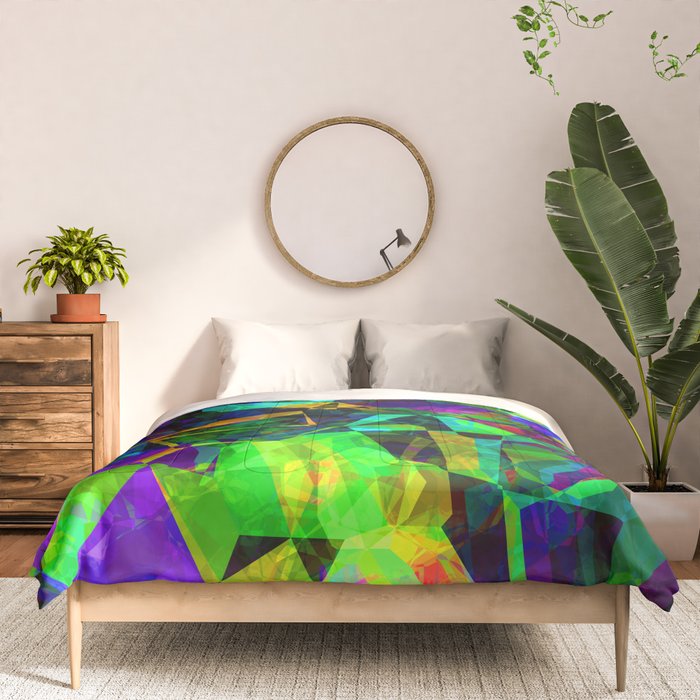 Neon prismatic techno shapes Comforter Gallery Image 3