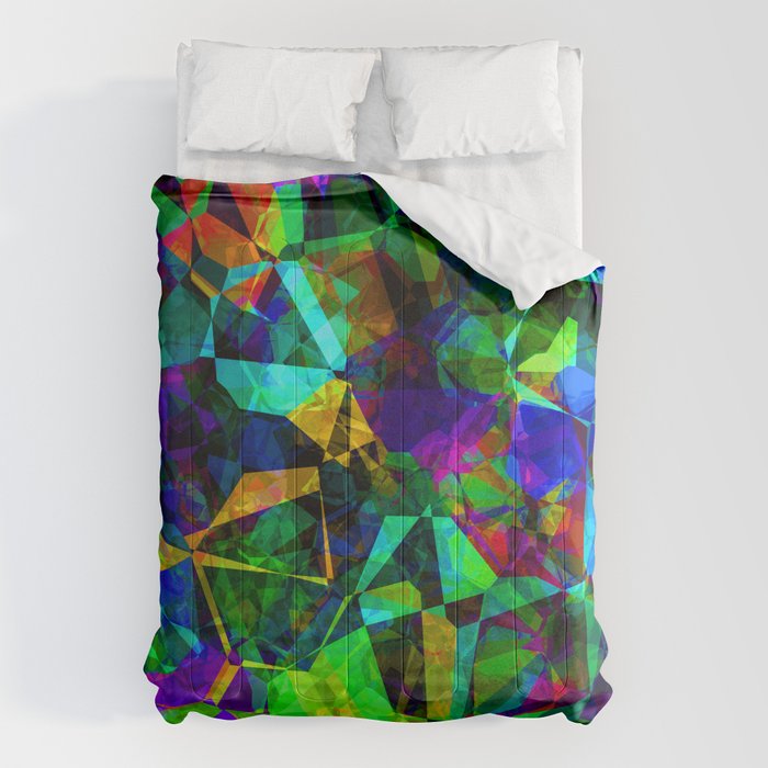 Neon prismatic techno shapes Comforter Gallery Image 6